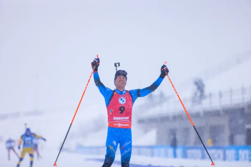 Fillion Maillet dopo la vittoria nell'inseguimento di Oberhof